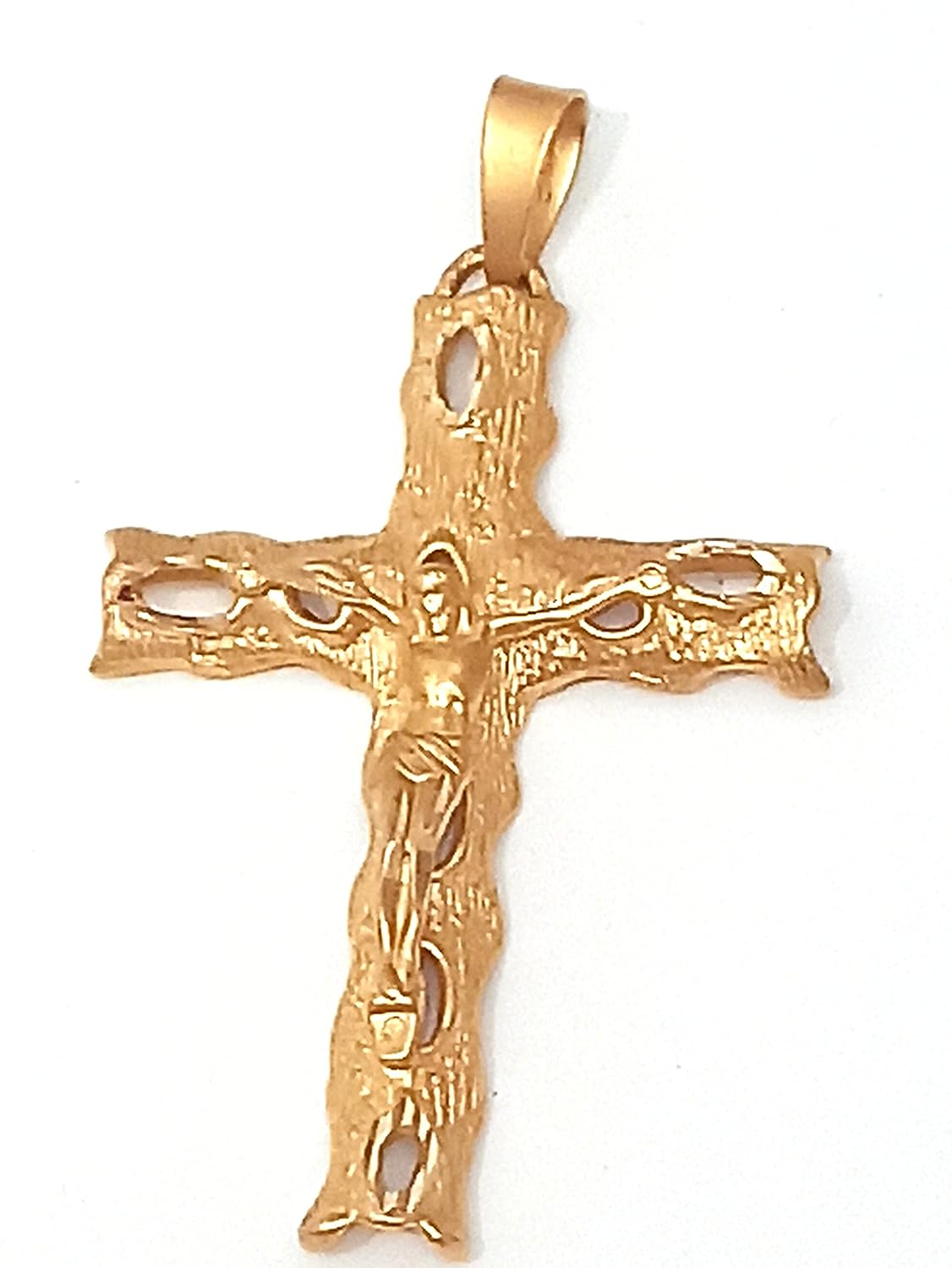 18k SOLID GOLD Cross Necklace for women LARGE Cross pendant Luxury Jewelry Charms HANDMADE Cross Pendant Designer Jewelry for Christian Women Religious UNIQUE gift for women 18kt Gold Jesus Pendant