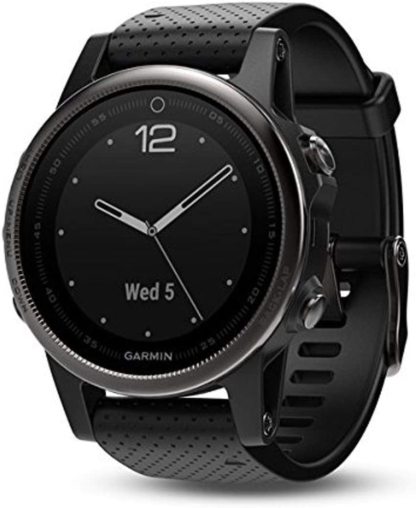 Garmin fenix 5s， Premium and Rugged Smaller-Sized Multisport GPS Smartwatch， Sapphire Glass， Black， (Renewed)