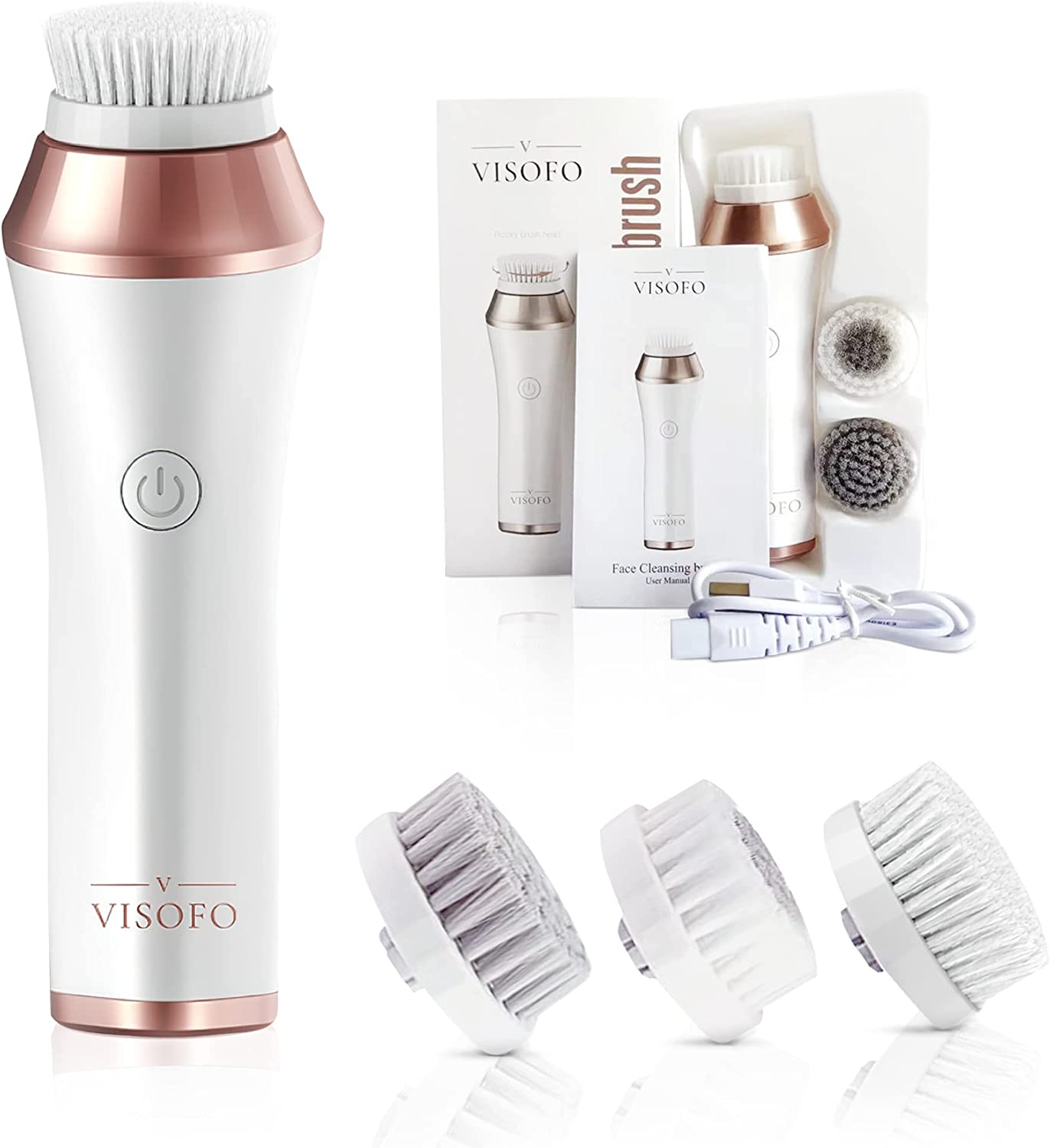 Rechargeable Waterproof Facial Cleansing Brush for Women with Oily, Dry, Mixed and Normal Skin | Exfoliating Spin Face Brush Cleanser Scrubber Cleaning Wash Scrub Exfoliator Cleanser with 7 Brushes