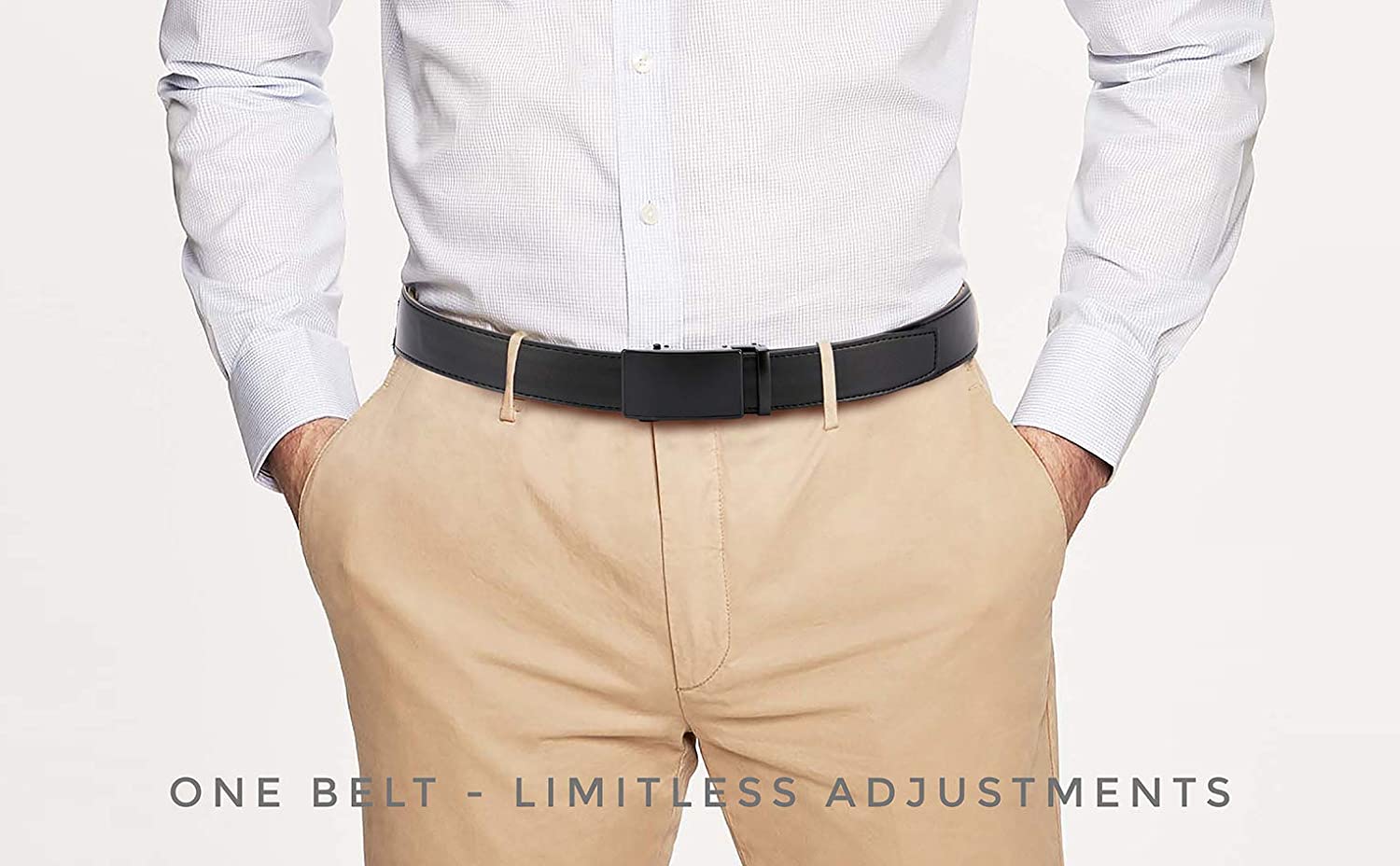 CHAOREN Ratchet Belt for men - Mens Belts Leather 1 3/8" for Dress Pants - Micro Adjustable Belt Fit Everywhere