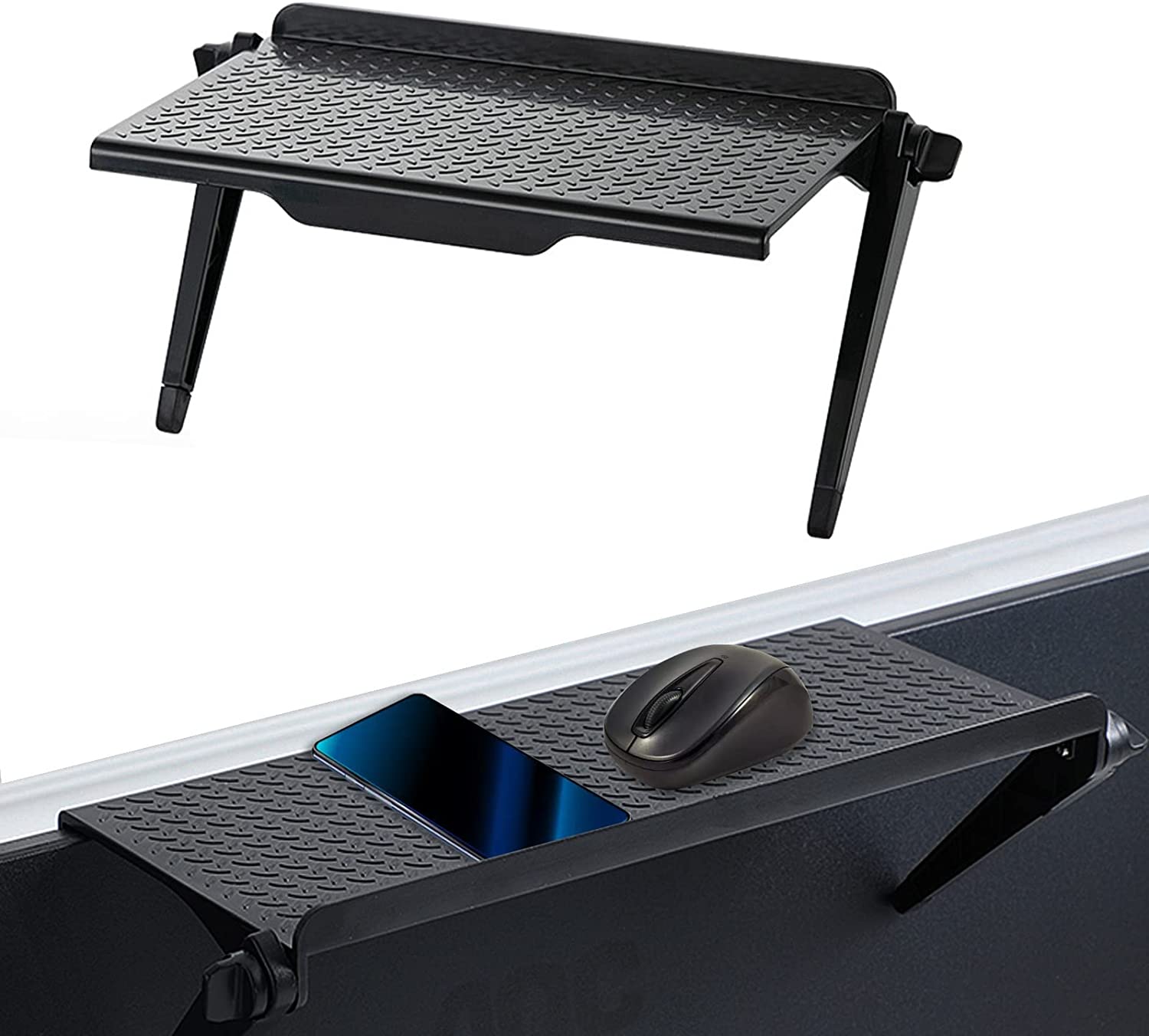 2 Pieces TV Top Shelf, Computer Screen Top Storage Bracket, Adjustable Monitor Top Shelf for Cellphone Stand, Streaming Devices, Media Boxes, Speakers, Game Console and Router