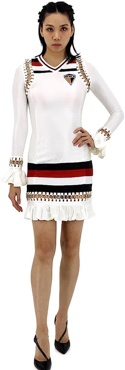 BURBERRY White Ring-Pierced Striped Stretch Jersey Mini Dress, Size X-Large