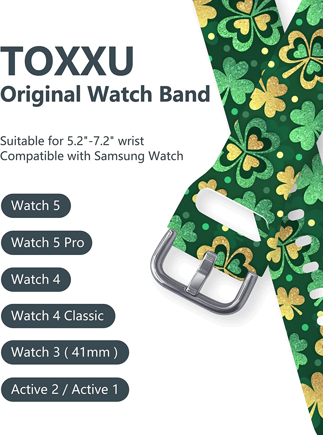 TOXXU Holiday Watch Band 20mm Compatible with Samsung Galaxy Watch 5/ Watch 5 Pro / Watch 4/ Watch 4 Classic/ Watch 3/ Watch Active 2/ Watch Active/ Watch for Women men, Festival Cute Pattern Silicone