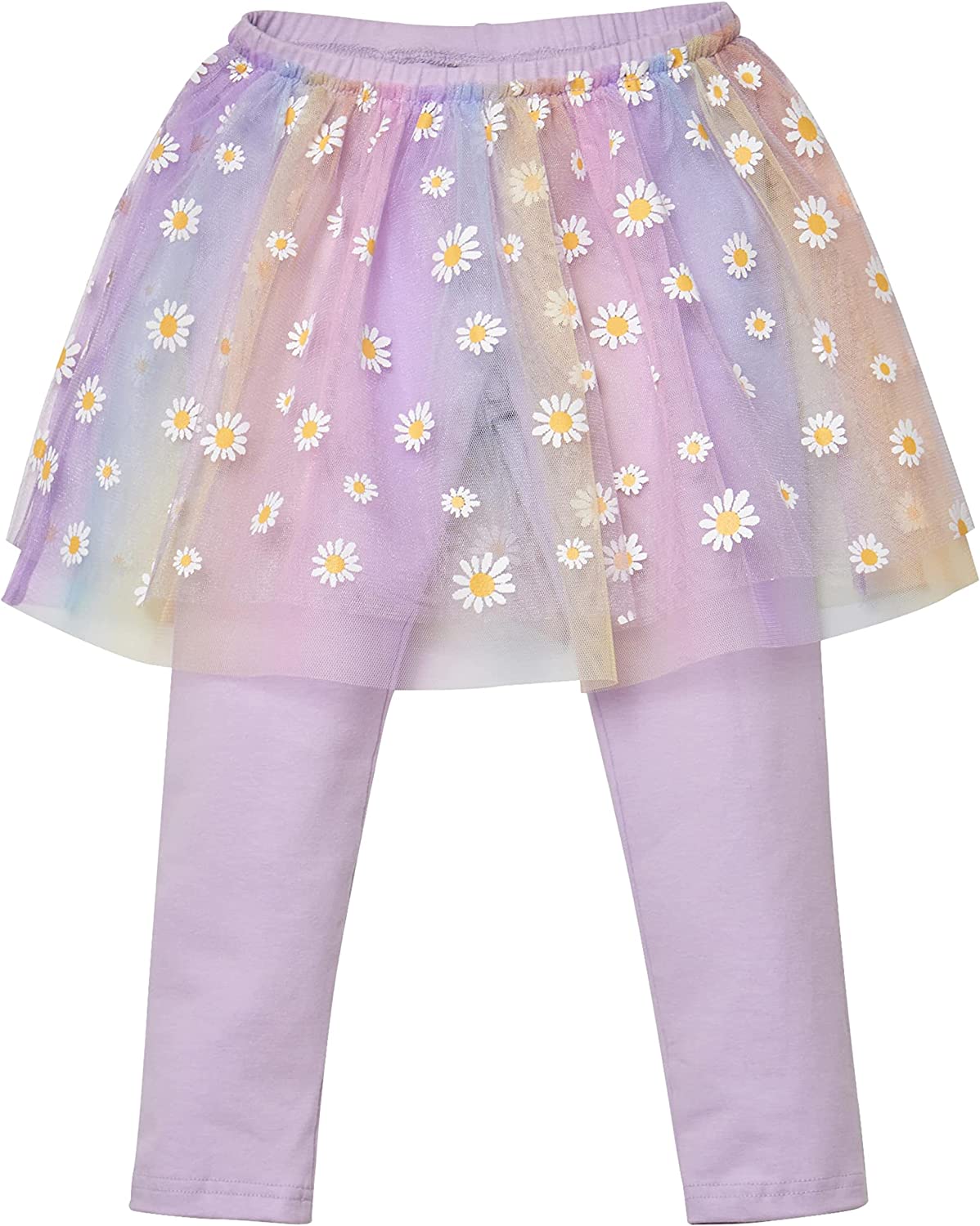 CHATTER CARROT Toddler & Little Girl's Mesh Laced Ruffle Leggings Cotton Casual Tutu Pants