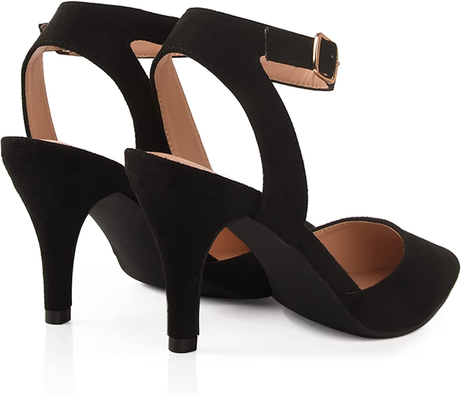 ORIPLALLA Heels for Women Dress Shoes Low Heel Ankle Strap Slingback D'Orsay Non Slip Closed Toe Pumps Wedding Bride