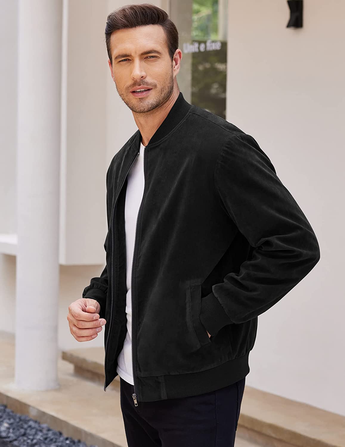 COOFANDY Men's Casual Varsity Jacket Vintage Lightweight Suede Bomber Jackets