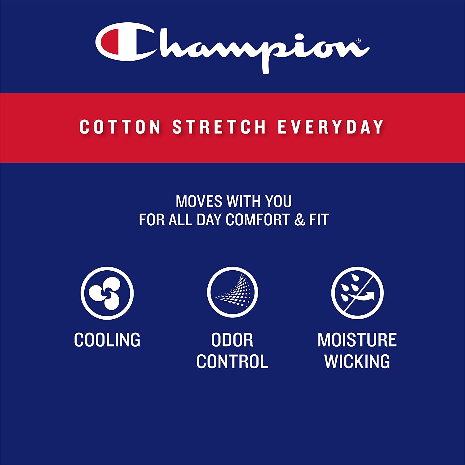 Champion Men&#39;s Underwear Boxer Briefs Pack， Moisture-Wicking， Performance Stretch Cotton， Trunks and Long Leg， Multipack
