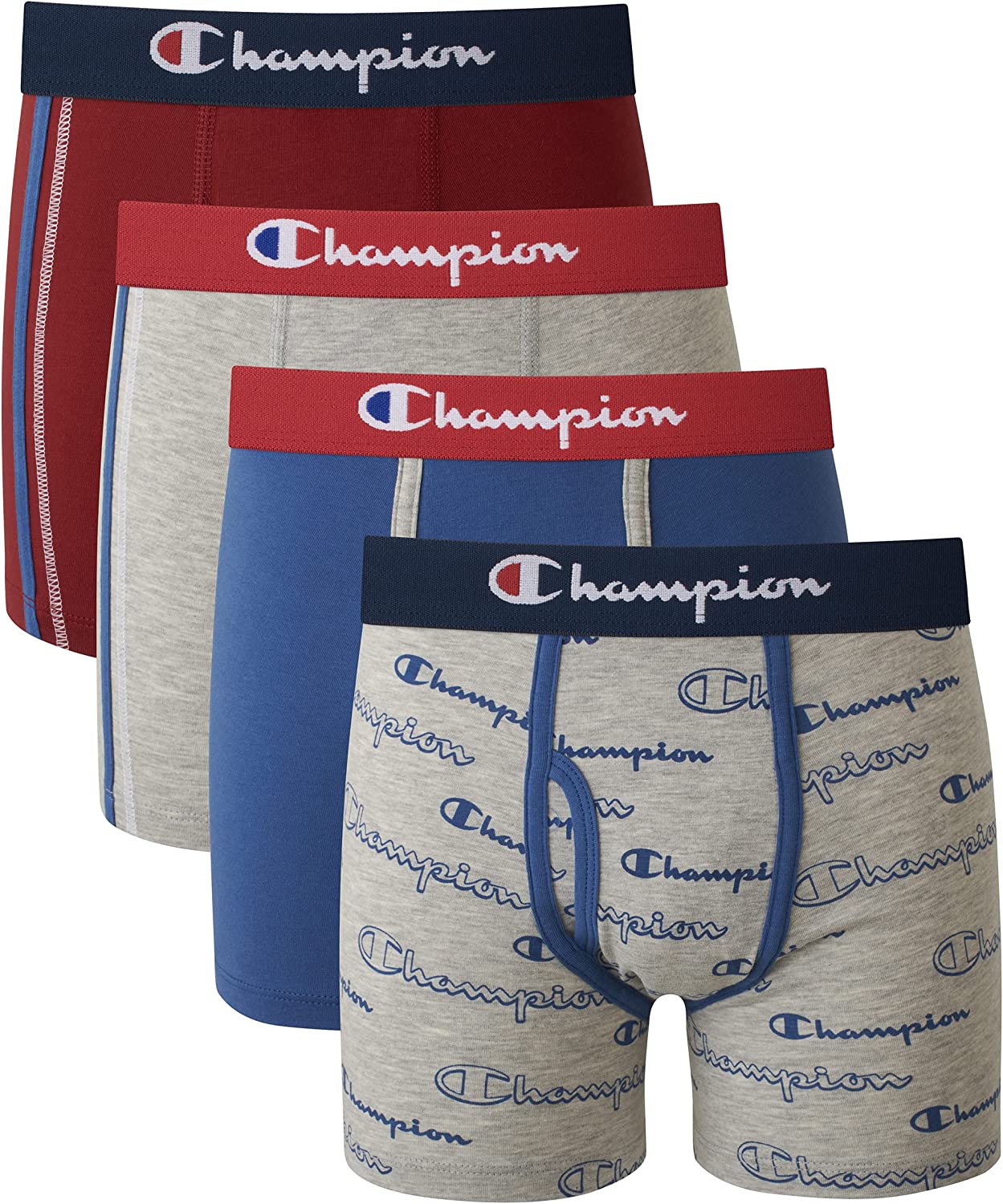 Champion Boys' Underwear, Cotton Stretch Boxer Briefs, Moisture-Wicking, Assorted 4-Pack