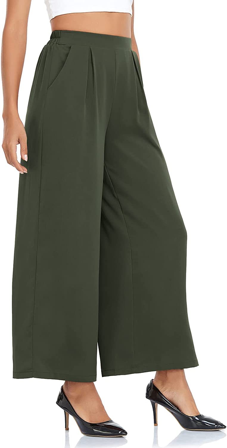 Arolina Women High Waist Wide Leg Long Pants Loose Fit Casual Palazzo Lounge Pants with Pockets