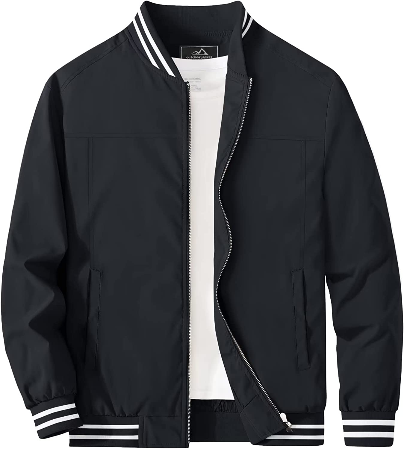 MAGCOMSEN Mens Bomber Jackets Lightweight Windbreaker Full Zip Spring Jackets Casual Stylish with Pockets