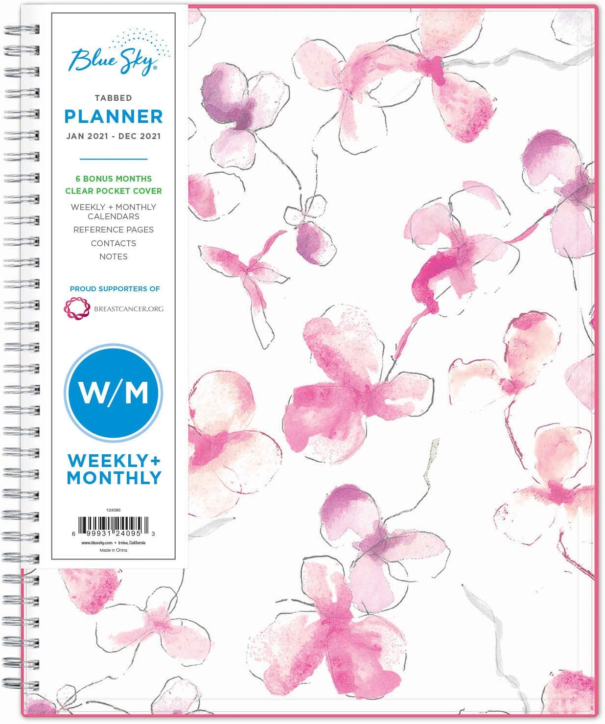 Blue Sky 2021 Weekly & Monthly Planner, Flexible Cover, Twin-Wire Binding, 8.5" x 11", Orchid (124095)