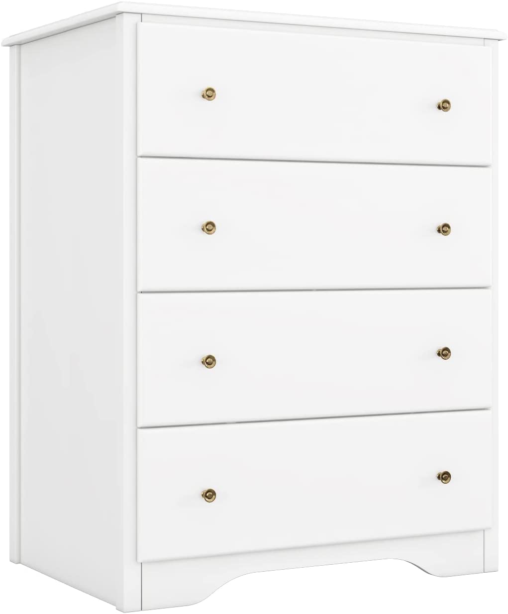 HOUSUIT Dresser with 4 Drawers, Modern Dressers for Bedroom, Chest of Drawers Clothes Organizer, Wooden Nightstand for Living Room, Closet, Hallway, White